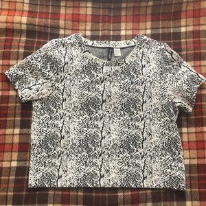 Textured black and white woven snakeskin shirt